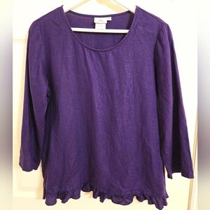 Hot Cotton  Rich Purple Linen  Blouse Size Medium